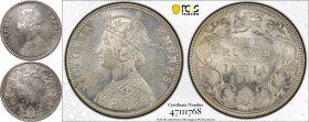 India: British Victoria 1901 B incuse Silver 1 Rupee PCGS MS62