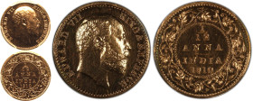 India: British Edward VII 1910 Bronze 1/12 Anna Proof Restrike PCGS PR62 RD