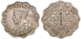 India British George V 1918 Copper- nickle 1 Anna Fine