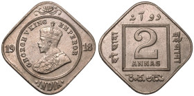 India British George V 1918 Copper- nickle 2 Anna AU