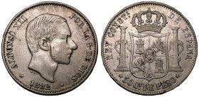 Philippines Alfonso XIII 1882 Silver 50 Centavos