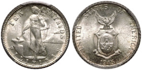 Philippines US Administration 1945 Silver 10 Centavos PCGS MS65