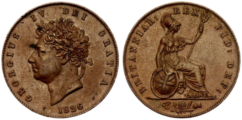 UNITED KINGDOM. George IV, 1820-30. 
Copper Halfpenny, 1826. London. 
Obv.: GE...