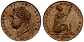 United Kingdom George IV 1826 Copper Halfpenny Extremely fine