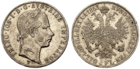Austria: Habsburg 1863 V Silver 1 Florin Key Date Good very fine