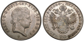 Austria: Habsburg Ferdinand I 1844 C Silver 20 Kreuzer