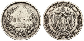 Bulgaria Alexander I 1882 Silver 2 Leva Early National Issue Very Fine - Extremely Fine