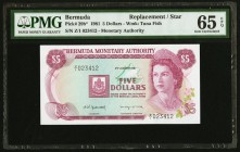 Bermuda Monetary Authority 5 Dollars 2.1.1981 Pick 29b* Replacement PMG Gem Uncirculated 65 EPQ. 

HID09801242017