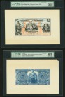 Bolivia Banco Nacional de Bolivia 5 Bolivianos 1.1.1883 Pick S206fp; S206bp Front And Back Proof PMG Gem Uncirculated 66 EPQ; Choice Uncirculated 64. ...