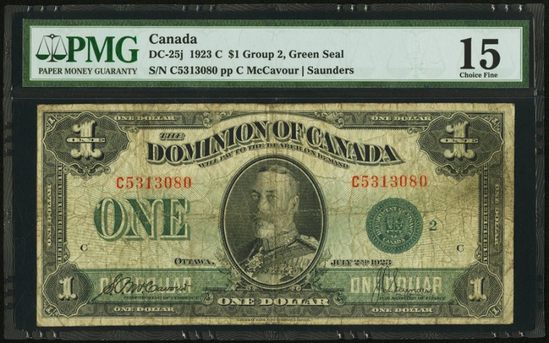 Canada Dominion of Canada $1 2.7.1923 DC-25j PMG Choice Fine 15. 

HID0980124201...