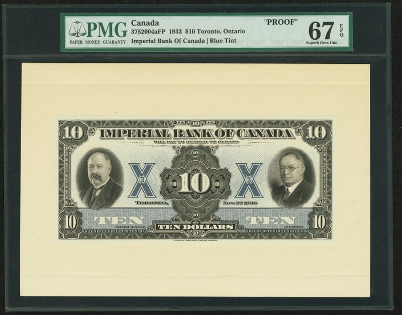 Canada Imperial Bank of Canada, Toronto $10 1933 37-520-04Afp Front Proof And Ar...
