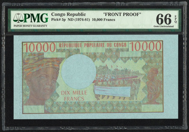 Congo Republique Populaire du Congo 10,000 Francs ND (1974-81) Pick 5p Front Pro...