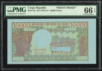 Congo Republique Populaire du Congo 10,000 Francs ND (1974-81) Pick 5p Front Proof PMG Gem Uncirculated 66 EPQ. 

HID09801242017