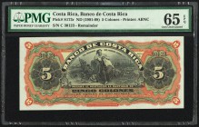 Costa Rica Banco de Costa Rica 5 Colones ND (1901-08) Pick S173r Remainder PMG Gem Uncirculated 65 EPQ. 

HID09801242017