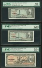 Cuba Banco Nacional de Cuba Lot Of Six Examples. 1 peso 1958 Pick 87c Two Examples PMG About Uncirculated 50 EPQ. 10 Pesos 1958; 1960 Pick 88b; 88c Tw...