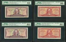 Cuba Banco Nacional de Cuba 50 Pesos 1961 Pick 98s Two Specimen Examples PMG Choice Uncirculated 64; 100 Pesos 1961 Pick 99s Two Specimen Examples PMG...