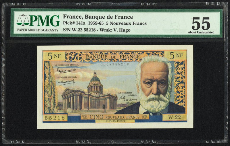 France Banque de France 5 Nouveaux Francs 15.10.1959 Pick 141a PMG About Uncircu...