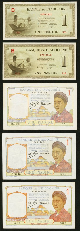 A Selection of Ten Bank Notes from the Banque de l'Indo-Chine ca. 1945-54 Fine o...