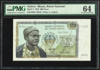 Guinea Banco Nacional da Guine-Bissau 500 Pesos 1975 Pick 3 PMG Choice Uncirculated 64. 

HID09801242017