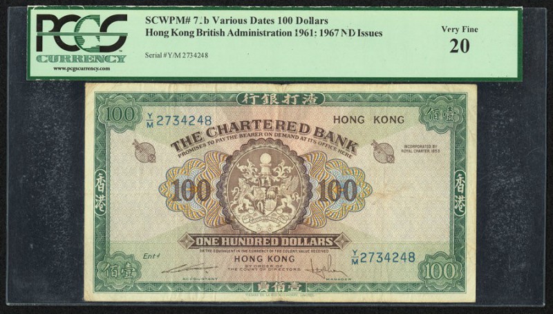 Hong Kong Chartered Bank 100 Dollars ND (1961-70) Pick 71b KNB47c PCGS Very Fine...