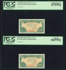 Hong Kong Government of Hong Kong 5 Cents ND (1941) Pick 314 KNB4 Two Consecutive Examples PCGS Superb Gem New 67PPQ; Gem New 66PPQ. 

HID09801242017