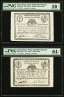 Italy Italian States, Prima Repubblica Romana 8; 9 Paoli 1798 Pick S538; S539 Two Examples PMG About Uncirculated 50 Net; Choice Uncirculated 64 Net. ...