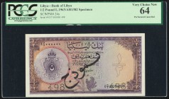 Libya Bank of Libya 1/2 Pound 5.2.1963 Pick 24s Specimen PCGS Very Choice New 64. Perforated cancelled.

HID09801242017