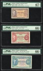 Malaya Board of Commissioners of Currency 1; 5; 10 Cents 1.7.1941 Pick 6; 7a; 8a Three Examples PMG Superb Gem Unc 67 EPQ; Gem Uncirculated 66 EPQ (2)...
