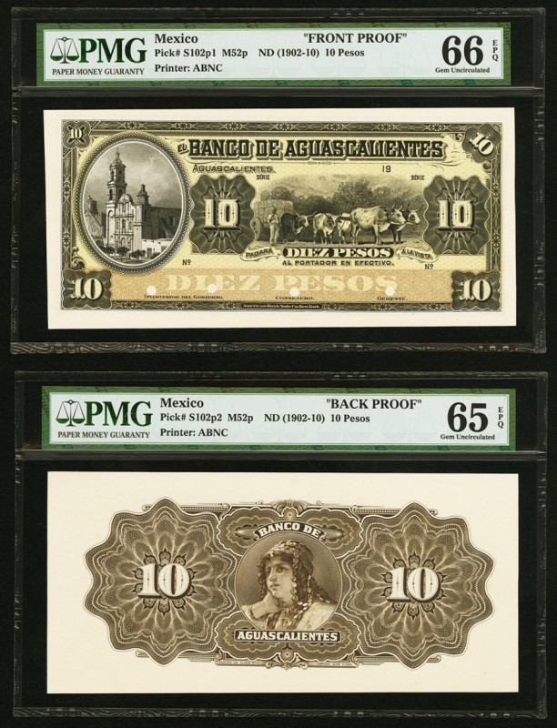 Mexico Banco De Aguascalientes 10 Pesos ND (1902-10) Pick S102p M52p Face and Ba...