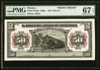 Mexico Banco del Estado de Chihuahua 50 Pesos D. 1913 Pick S135p M98p Face Proof PMG Superb Gem Unc 67 EPQ. 

HID09801242017