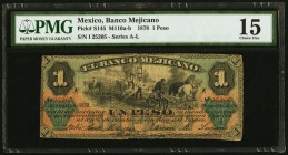 Mexico Banco Mejicano 1 Peso 1878 Pick S145 M110b PMG Choice Fine 15. 

HID09801242017