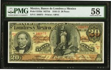 Mexico Banco de Londres y Mexico 20 Pesos 2.1.1912 Pick S235d M273d PMG Choice About Unc 58. 

HID09801242017