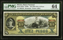 Mexico Banco Nacional de Mexico 10 Pesos ND (1885-1913) Pick S258r1 M299r PMG Choice Uncirculated 64. Previously mounted.

HID09801242017