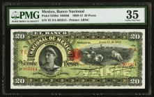 Mexico Banco Nacional de Mexico 20 Pesos 21.6.1913 Pick S259d M300d PMG Choice Very Fine 35. 

HID09801242017