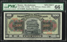 Mexico Republica Mexicana 100 Pesos 1915 Pick S689s Specimen PMG Gem Uncirculated 66 EPQ. Three POCs.

HID09801242017