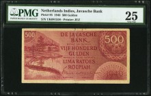 Netherlands Indies De Javasche Bank 500 Gulden 1946 Pick 95 PMG Very Fine 25. Split; minor rust.

HID09801242017