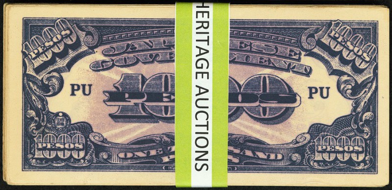 Philippines Japanese Government 1000 Pesos ND (1945) Pick 115 Sixty Examples Ext...