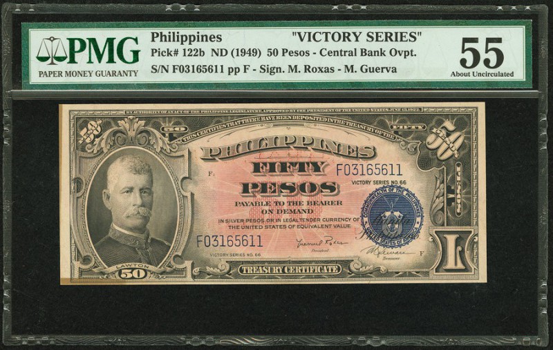 Philippines Victory Series 50 Pesos ND (1949) Pick 122b PMG About Uncirculated 5...