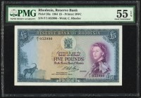 Rhodesia Reserve Bank of Rhodesia 5 Pounds 10.11.1964 Pick 26a PMG About Uncirculated 55 EPQ. 

HID09801242017