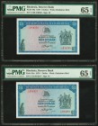 Rhodesia Reserve Bank of Rhodesia 1 Dollar 2.8.1979 Pick 38a Two Consecutive Examples PMG Gem Uncirculated 65 EPQ. 

HID09801242017