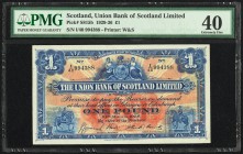 Scotland Union Bank of Scotland Limited 1 pound 31.3.1936 Pick S815b PMG Extremely Fine 40. 

HID09801242017