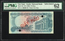 South Vietnam National Bank of Viet Nam 50 Dong ND (1969) Pick 25s Specimen PMG Uncirculated 62. Two POCs; previously mounted.

HID09801242017