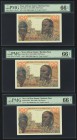 West African States Burkina Faso100 Francs ND (1965) Pick 301Cf Three Consecutive Examples PMG Gem Uncirculated 66 EPQ. 

HID09801242017
