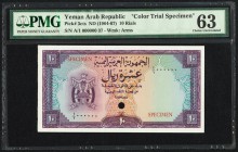 Yemen Arab Republic Yemen Currency Board 10 Rials ND (1964-67) Pick 3cts Color Trial Specimen PMG Choice Uncirculated 63. One POC; previously mounted....