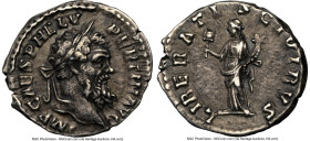Pertinax (1 January-28 March AD 193). AR denarius (19mm, 3.28 gm, 6h). NGC Choice VF 5/5 - 4/5. Rome, AD 193. IMP CAES P HELV PERTIN AVG, laureate hea...
