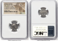 Septimius Severus (AD 193-211). AR denarius (16mm, 3.45 gm, 6h). NGC Choice XF 4/5 - 4/5. Rome, AD 193-194. IMP CAE L SEP• SEV PERT AVG, laureate head...