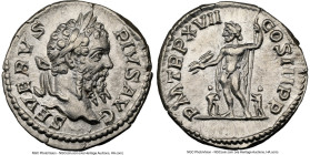 Septimius Severus (AD 193-211). AR denarius (18mm, 3.55 gm, 7h). NGC Choice XF 5/5 - 3/5, brushed. Rome, AD 210. SEVERVS-PIVS AVG, laureate head of Se...