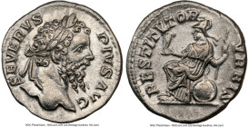 Septimius Severus (AD 193-211). AR denarius (18mm, 3.40 gm, 1h). NGC Choice XF 5/5 - 3/5, brushed. Rome, AD 202-210. SEVERVS-PIVS AVG, laureate head o...