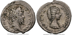 Septimius Severus (AD 193-211). AR denarius (19mm, 3.15 gm, 6h). NGC Choice VF 5/5 - 4/5. Rome, AD 200-201. SEVERVS AVG-PART MAX, laureate head of Sep...