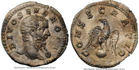 Divus Septimius Severus (AD 193-211). AR denarius (19mm, 2.92 gm, 7h). NGC AU 5/5 - 3/5. Rome, AD 211(?). DIVO SEVERO PIO, bareheaded Divus Septimius ...